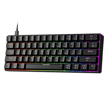 Newmen GM611 Mechanical Keyboard,Rainbow LED Backlit Gaming Wired Keyboards Compact Mini 61 Keys Portable 60 Percent Mechanical Keyboard with Black Keycaps,for Windows Laptop PC Linear Red Switches