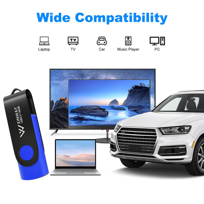 XINWAY 64GB USB 2.0 Flash-Laufwerke, USB-Sticks, drehbares Design, (2er-Pack, zwei Farben: Schwarz, Blau)