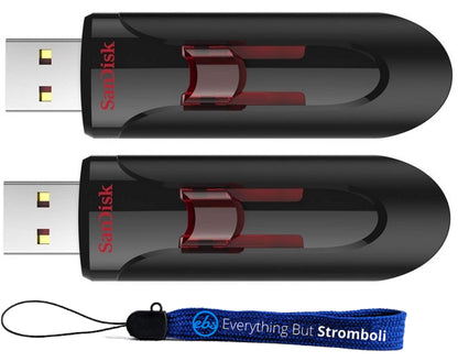 SanDisk 128 GB Glide 3.0 CZ600 (2er-Pack) 128 GB USB-Stick, leistungsstark, mit (1) Everything But Stromboli™ Trageband