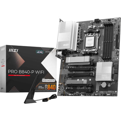 MSI PRO B840-P WiFi-Mainboard, ATX – Unterstützt AMD Ryzen 9000/8000/7000 Prozessoren, AM5 – DDR5-Speicher-Boost (übertaktbar auf über 8000 MT/s), PCIe 4.0 x16, M.2 Gen4, Wi-Fi 7, 2,5G-LAN