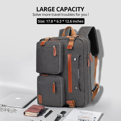 MOLNIA 3-in-1-Laptoptasche für Herren, 17,3-Zoll-Arbeitstasche für Herren, Laptop-Rucksack, Aktentasche, Umhängetasche, Computertasche für Laptops für Damen und Herren, Schwarz 