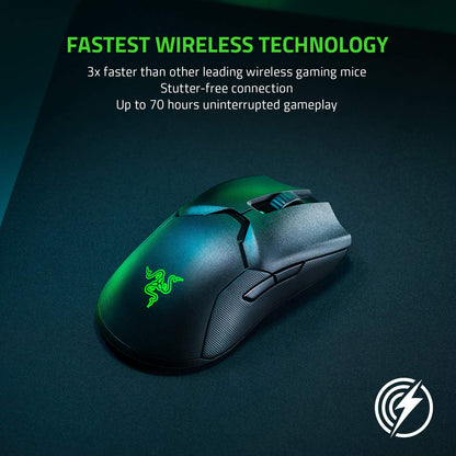 Razer Viper Ultimate – Leichtgewichtige kabellose Gaming-Maus &amp; RGB-Ladestation: Hyperspeed-Funktechnologie – Optischer Sensor mit 20.000 DPI – Nur 74 g leicht – 70 Stunden Akkulaufzeit – Quecksilberweiß 