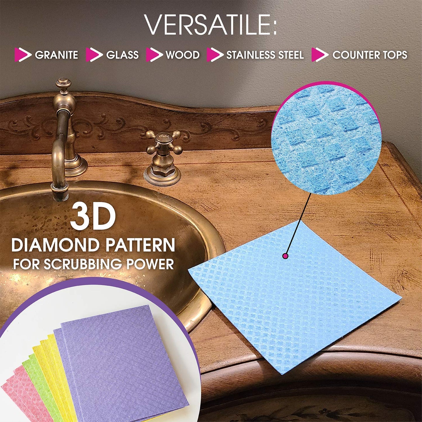 Schwedische Geschirrtücher – Umweltfreundliche, wiederverwendbare Küchentücher – 10er-Pack Reinigungstücher für Geschirr, Arbeitsflächen und Oberflächen – Super saugfähig, kompostierbar, Zero-Waste-Alternative