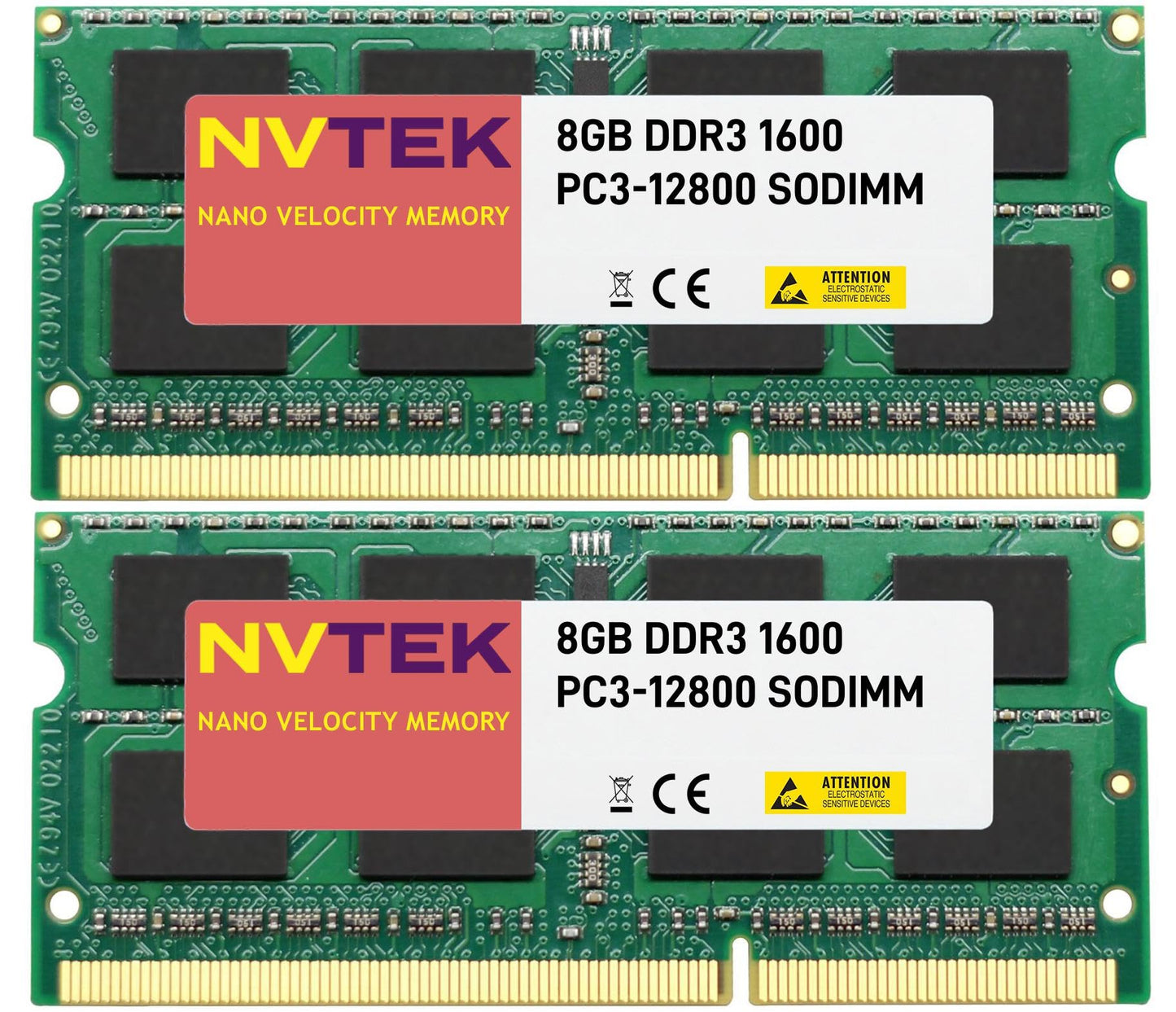 NVTEK 16 GB (2 x 8 GB) DDR3 1600 MHz PC3-12800 SODIMM 2Rx8 1,35 V 204-PIN Non-ECC Laptop-PC-Speicher-Kit