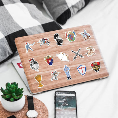 QUTA Mittelalter-Ritter-Aufkleber-Set, 50 Stück Soldaten-Aufkleber aus dem Mittelalter, Vinyl-Aufkleber, dekorative Geschenk- und Gastgeschenk-Aufkleber für Hydro Flask, Laptop, Wasserflasche, Aufkleber für Kinder und Jugendliche (Ritter)