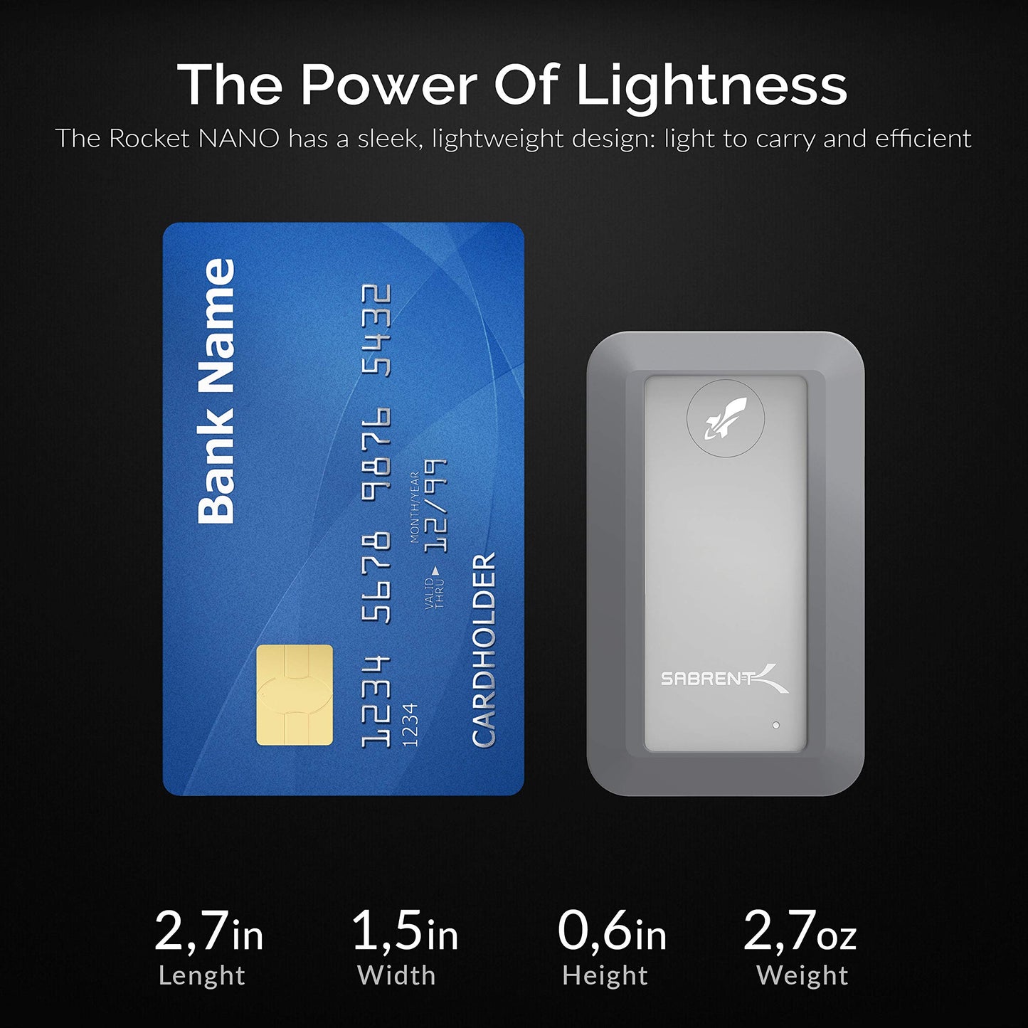 SABRENT Rocket Nano Rugged 1TB USB 3.2 10Gb/s Externe Aluminium Wasserdichte [IP67] SSD mit Bumper Guard in Grau (SB-1TB-NAWP)