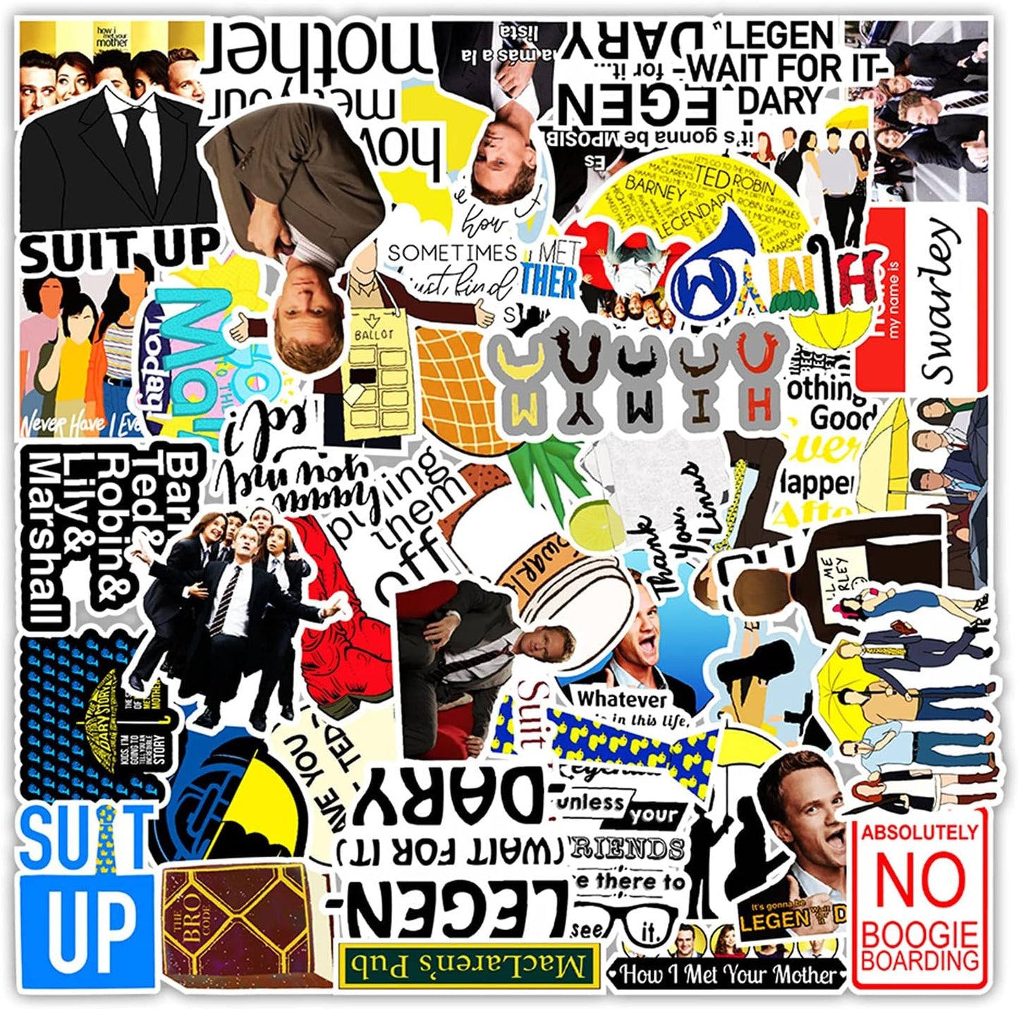 50 Pcs How I Met Your Mother Stickers - Water Bottle, US TV Waterproof Cute Aesthetic Vinyl Laptop Luggage Skateboard Computer Stickers for Teens Girls