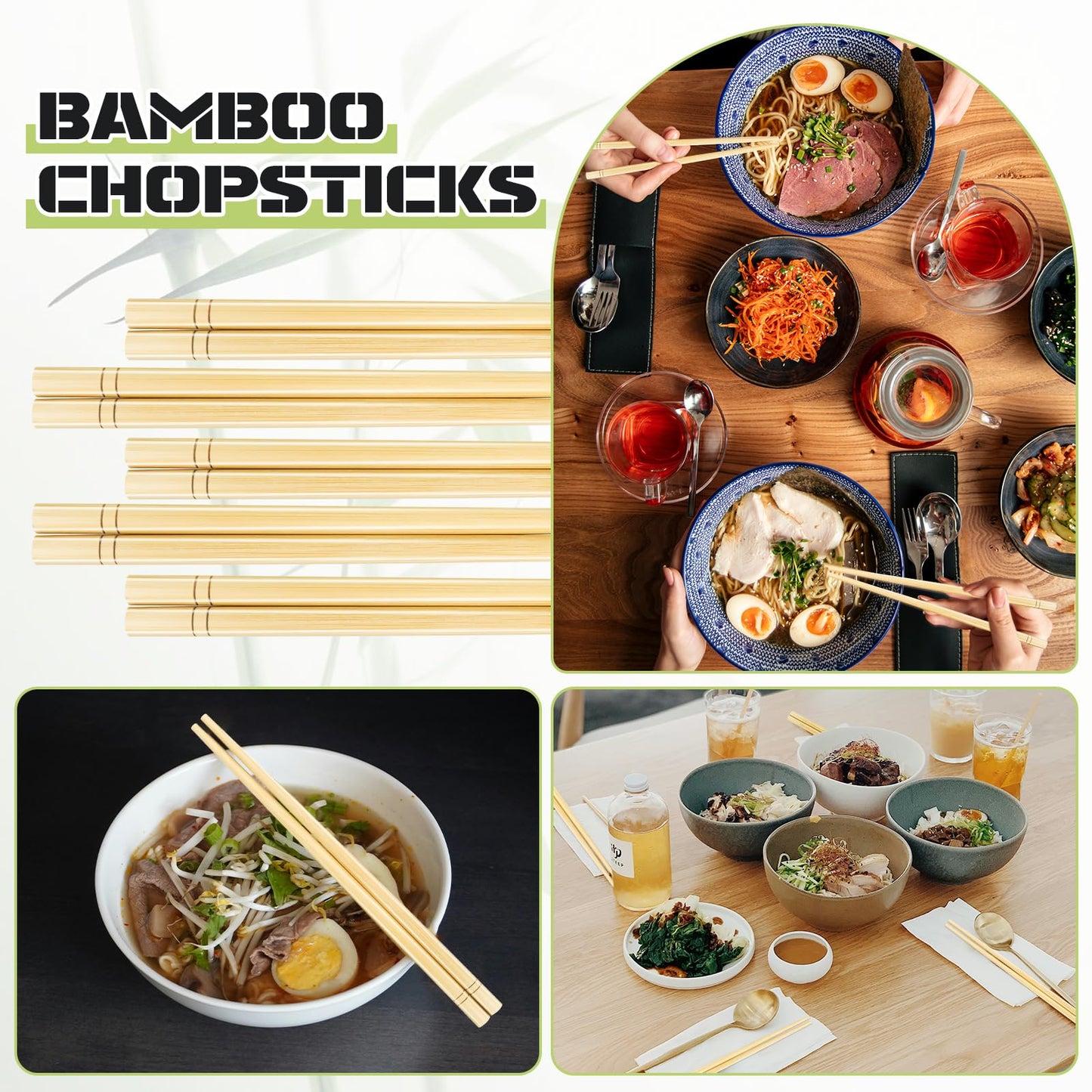 9.5 Inch X 5 Pairs Chopsticks,Reusable,Simplea and Minimalistic Design,More Size Choices 7"/9.5"/12"