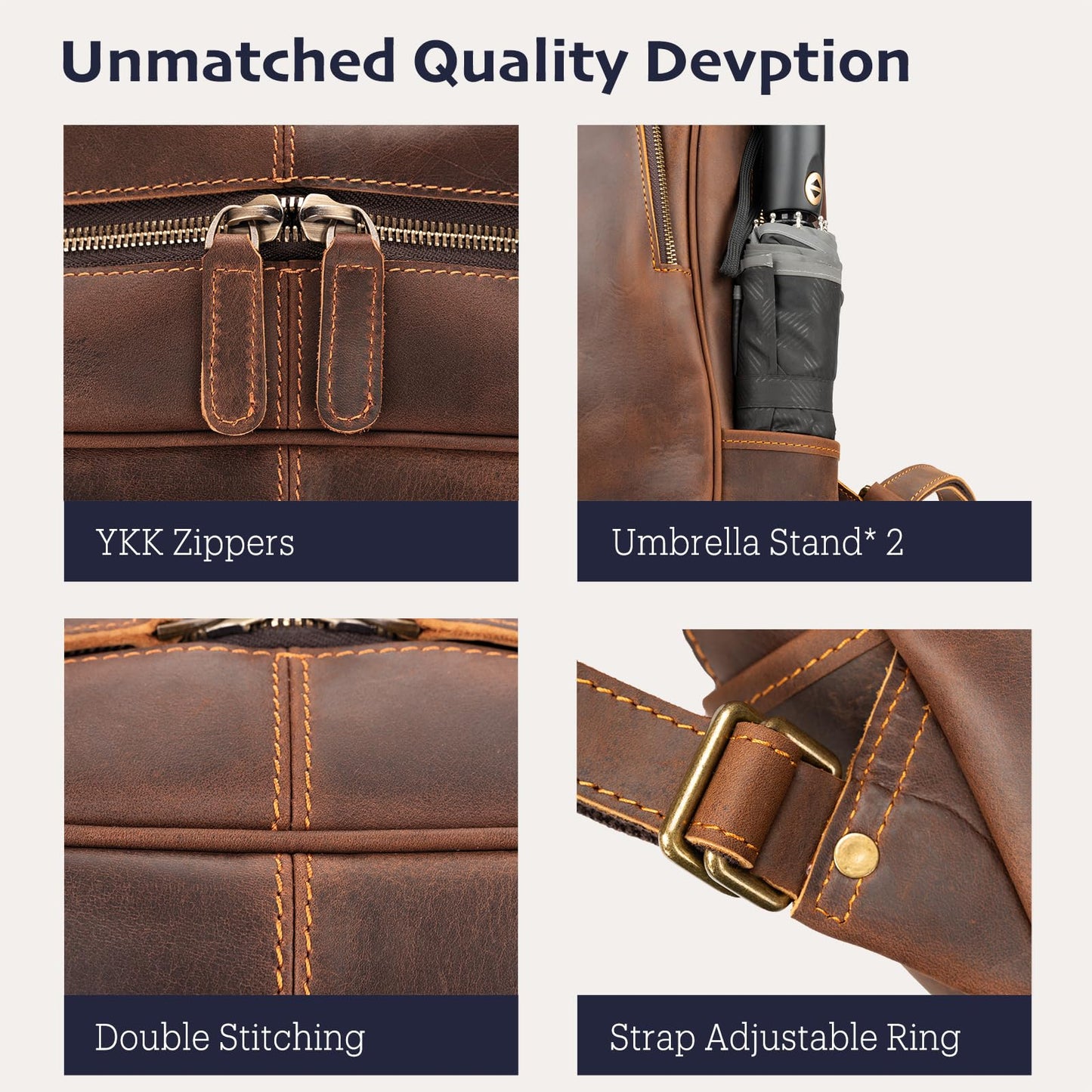 Miracttld Lederrucksack für Herren, 15,6" Laptop-Rucksack, 100 % Madagaskar-Vollnarbenleder, braun, mittlere Größe