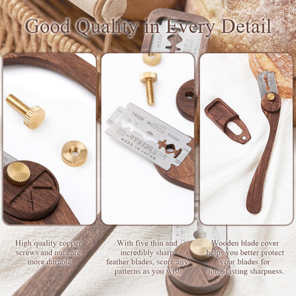 ROCKSHEAT Brotmesser mit Klingenschutz, Sauerteigmesser mit 5 Federklingen, Brotmesser, Brotmesser der Dexterous-Cut Serie (ELEGANT)