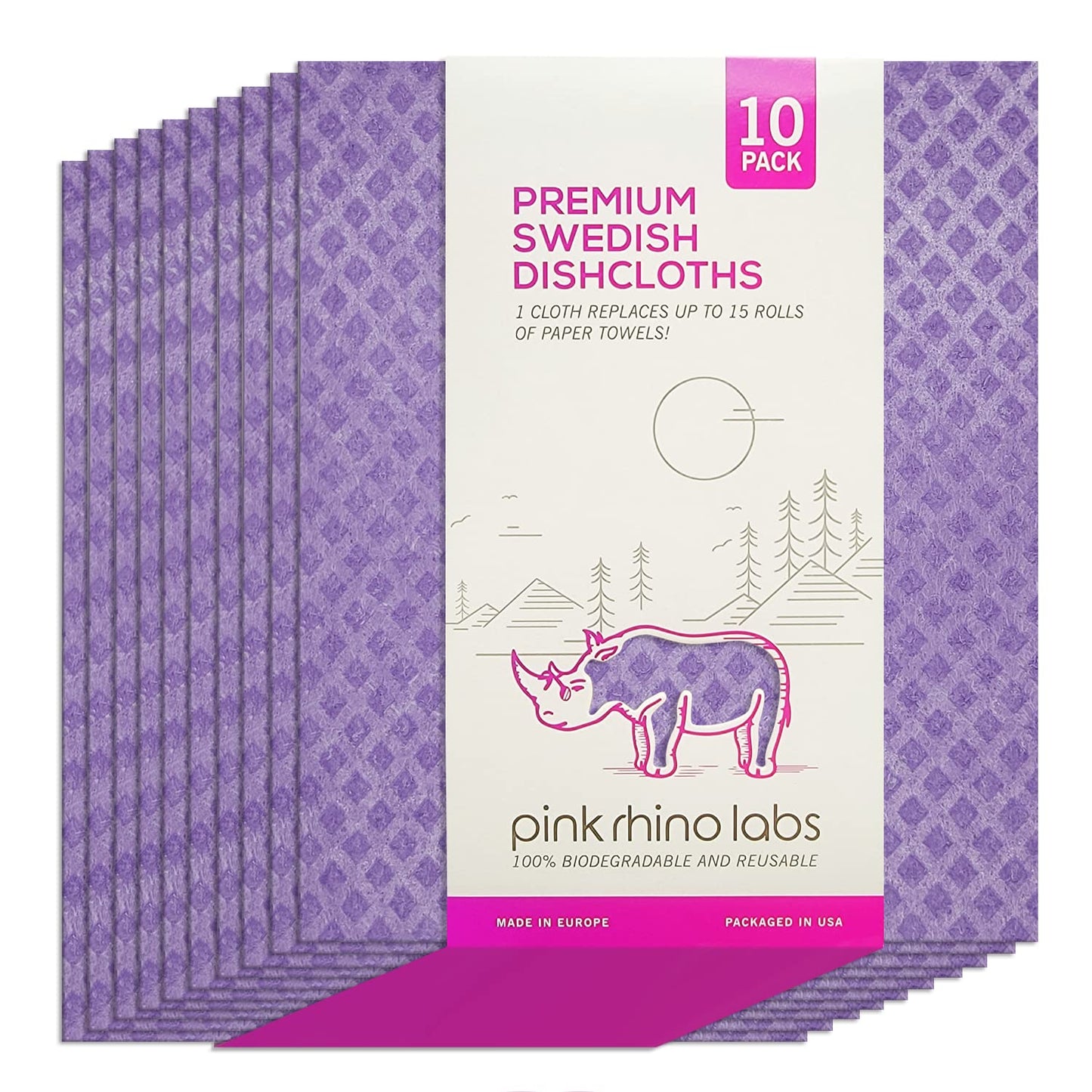 Schwedische Geschirrtücher – Umweltfreundliche, wiederverwendbare Küchentücher – 10er-Pack Reinigungstücher für Geschirr, Arbeitsflächen und Oberflächen – Super saugfähig, kompostierbar, Zero-Waste-Alternative