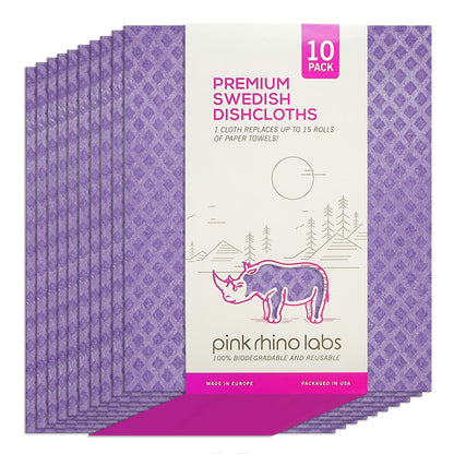 Schwedische Geschirrtücher – Umweltfreundliche, wiederverwendbare Küchentücher – 10er-Pack Reinigungstücher für Geschirr, Arbeitsflächen und Oberflächen – Super saugfähig, kompostierbar, Zero-Waste-Alternative