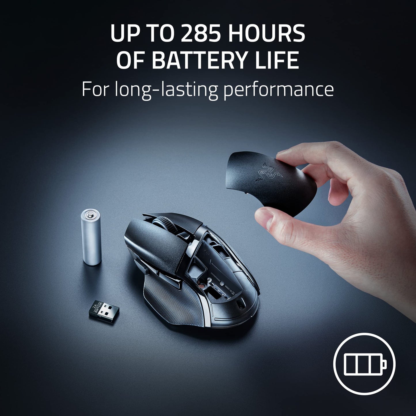 Razer Basilisk V3 X HyperSpeed ​​– Anpassbare kabellose Gaming-Maus: Mechanische Schalter der 2. bis 5. Generation, fortschrittlicher optischer 18K-Sensor, Chroma RGB-Beleuchtung, 9 programmierbare Tasten, 535 Stunden Akkulaufzeit, klassisches Schwarz