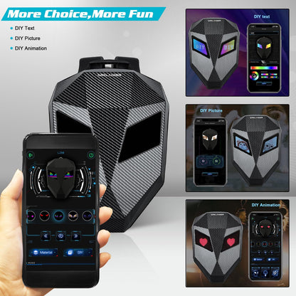 Crelander LED Knight Backpack, 19inch App Control Motorcycle Backpack with DIY Programmable Full Color Screen Waterproof Large Capacity Hard Shell Helmet Bag DIY Pixel Art Animation Laptop Daypack