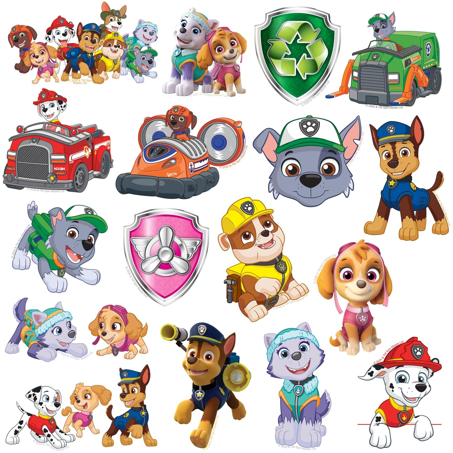 Paw Patrol Vinyl-Aufkleber-Set (50 Stück, groß, Deluxe) – für Laptop, Wasserflasche, Scrapbooking, Tablet, Skateboard, drinnen und draußen