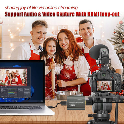 ORIVISION 4K-Videoaufnahmekarte, HDMI auf USB 3.0 mit Loopout für Nintendo Switch, 1080p 60fps-Spielaufnahmegerät mit Audioausgang für Streaming, Xbox/PS4/PS5/PC, VLC/OBS/Amcap