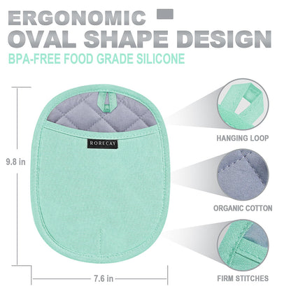 2-Pack Silicone Pot Holders for Kitchen Heat Resistant up to 500°F, Non-Slip Large Hot Pads with Pocket, Quilted Liner Trivets for Countertops Hot Pots and Pans (Gray)