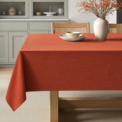 MIULEE Burnt Orange Linen Polyester Tablecloth Fall Thanksgiving 60x84 Inch Rectangle Table Cloth Waterproof,Stain Resistant & Wrinkle Resistant for Dining Party Wedding