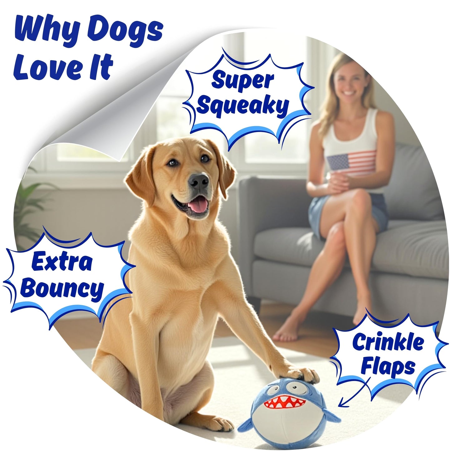 PeppyPawz 3-in-1 Quietschspielzeug aus weichem Plüsch für Hunde – ideal für aggressive Kauer. Interaktiver, robuster Knisterball mit Aufreißfunktion, ohne Füllung, in Geschenkbox – perfekt für Weihnachten, Welpen und andere kleine und große Hunderassen.