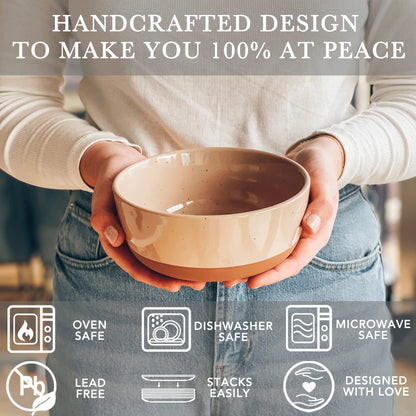 Set mit 4 Porzellanschüsseln, 740 ml - Mikrowellen-, spülmaschinen- und ofenfest für Suppe, Müsli usw.