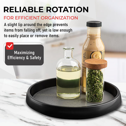 Oizeir 10 Zoll Drehteller (4er-Set) - Rutschfester Drehteller für Schränke zur Maximierung des Stauraums und Vereinfachung der Zugänglichkeit in Küche, Bad und Speisekammer (Schwarz)