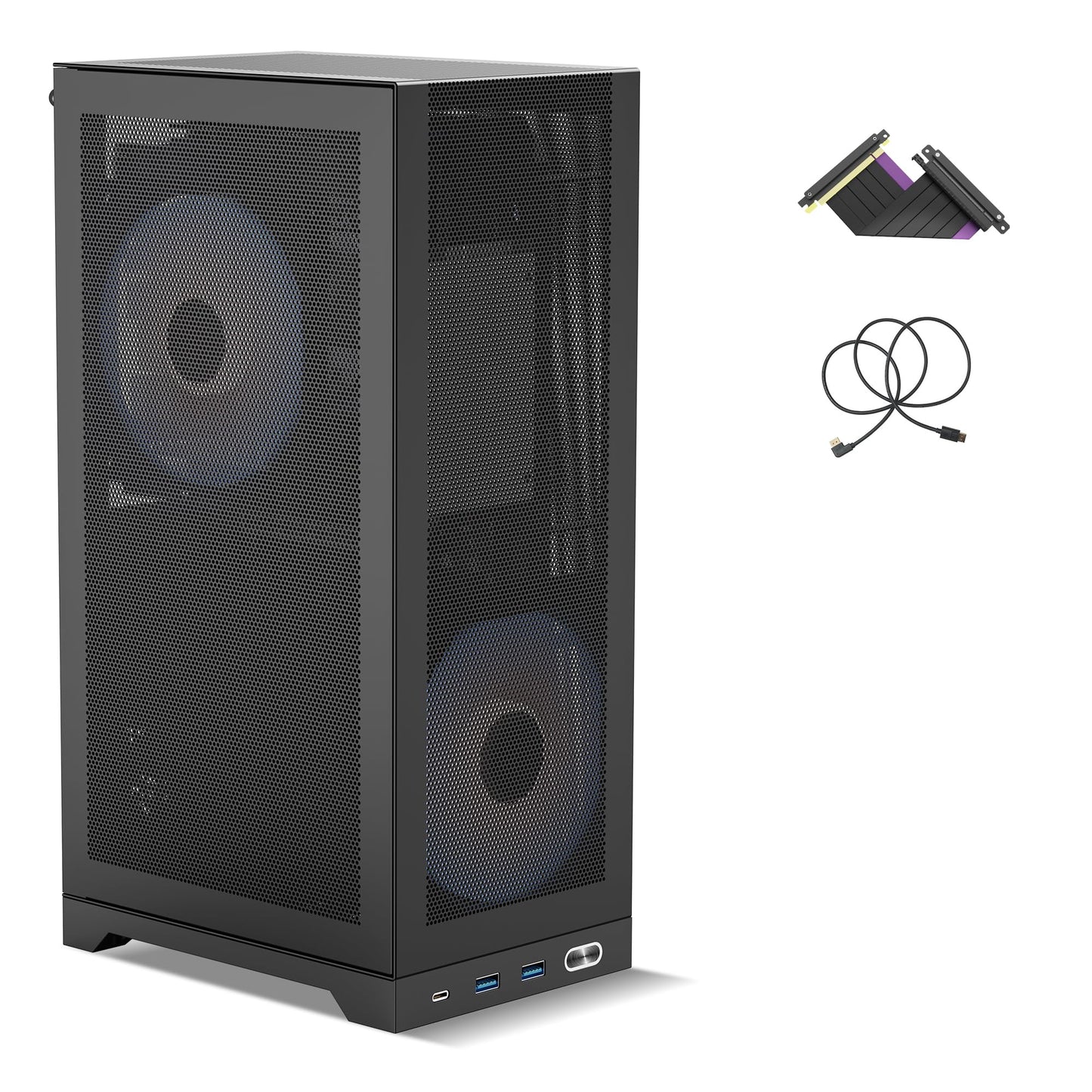 ShinySnake L300 Mesh Mini-ITX Gaming-PC-Gehäuse – 8,5 l ultrakompakt, hoher Luftdurchsatz, SFF-Format, vertikale GPU-Montage bis 325 mm, kompatibel mit SFX/SFX-L-Netzteilen und 120-mm-Kühlern – PCIe 3.0 Riser und DP 1.4-Kabel, Schwarz