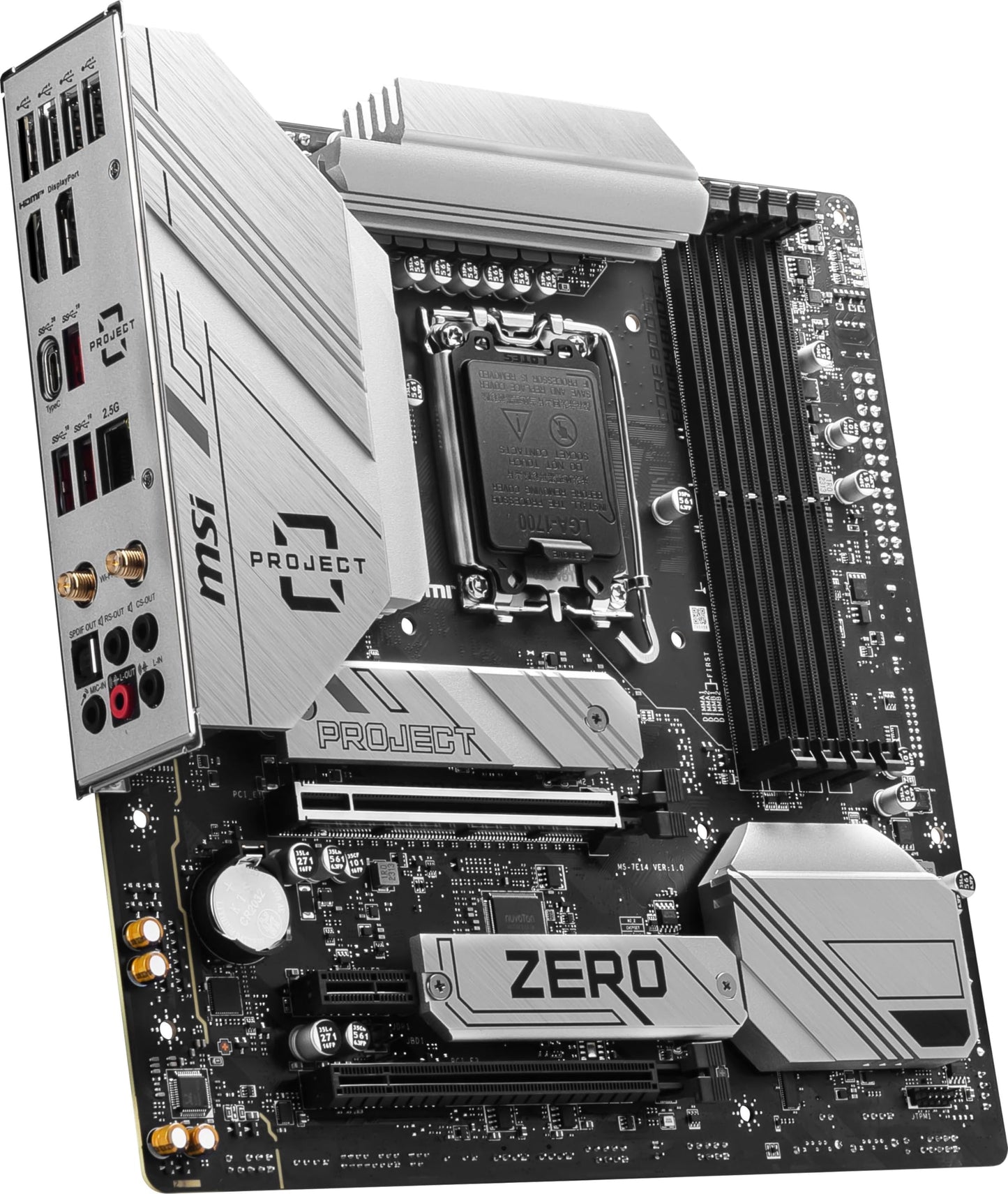 MSI B760M Project Zero Gaming-Motherboard (Unterstützt Intel-Prozessoren der 14./13./12. Generation, LGA 1700, DDR5, PCIe 5.0, M.2-Steckplätze, 2,5 Gbit/s LAN, USB 3.2 Gen2, HDMI/DP, Wi-Fi 6E, Bluetooth 5.3, mATX)