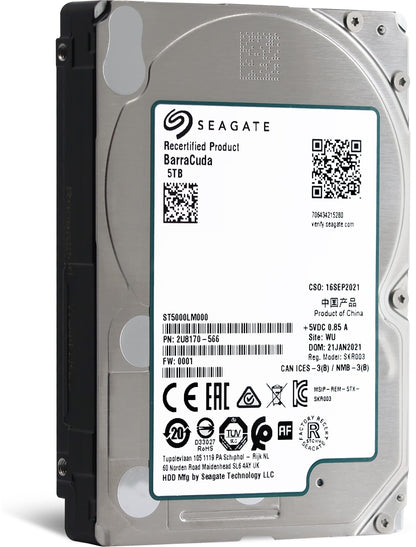 Seagate BarraCuda Interne Festplatte 5 TB SATA 6 Gbit/s 128 MB Cache 2,5 Zoll 15 mm (ST5000LM000) (Generalüberholt)