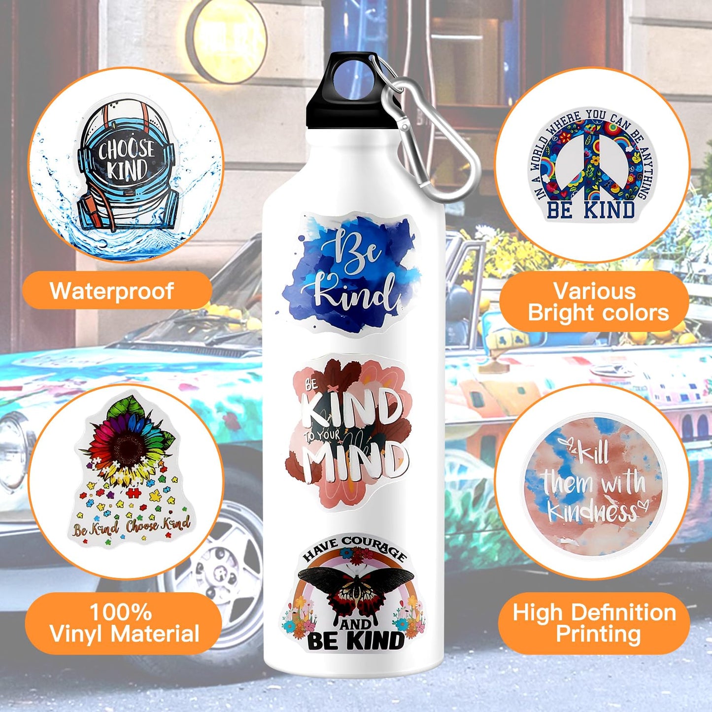 Sayglossy 500 Stück Freundlichkeitsaufkleber, Vinyl-Aufkleber, wasserfest, ideal für Wasserflaschen, zur Motivation und Ermutigung in der Physiotherapie, für Jugendliche, Erwachsene und Lehrer