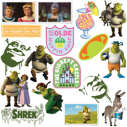 Shrek 2 50er-Pack große Deluxe-Vinyl-Aufkleber – Sortiment für Laptop, Wasserflasche, Scrapbooking, Tablet, Skateboard, drinnen und draußen