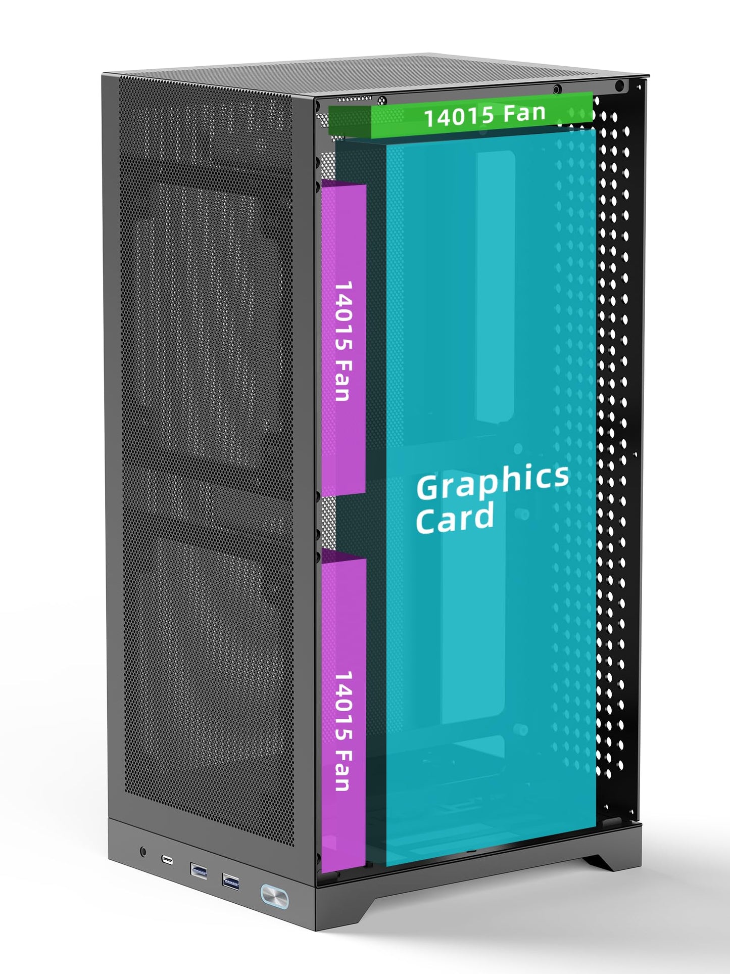 ShinySnake L400 Mini-ITX PC-Gehäuse – 12,1 l SFF High-Airflow-Gaming-Gehäuse, vertikale GPU-Montage bis 350 mm, ATX-Netzteilunterstützung, Platz für bis zu drei 140-mm-Lüfter, PCIe 4.0 Riser und DP 1.4-Kabel im Lieferumfang enthalten, Schwarz