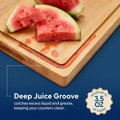 Sonder Los Angeles, hergestellt in den USA, großes, dickes Schneidebrett aus Ahornholz für die Küche mit Saftrille, Sortierfach, Wurst- und Käsebrett aus Holz, 17 x 13 x 1,5 Zoll (Geschenkbox inklusive)