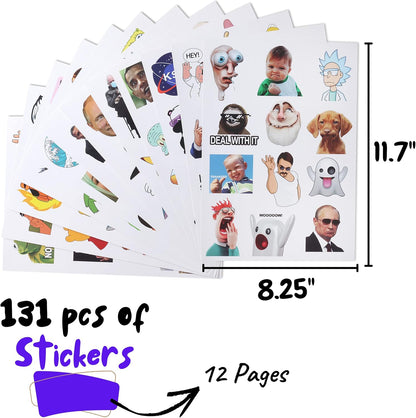 Mr. Pen Fun Covers - 131 pc Water Bottle Stickers with Memes and Vinyl