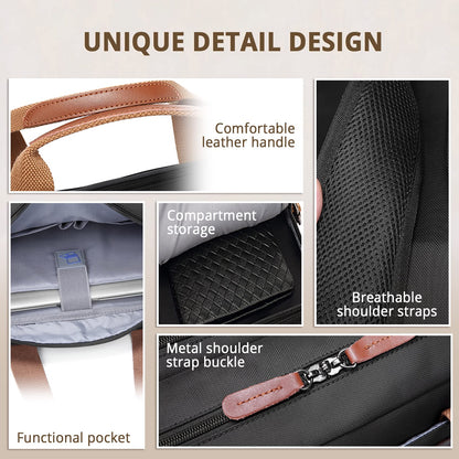 MOLNIA 3-in-1-Laptoptasche für Herren, 17,3-Zoll-Arbeitstasche für Herren, Laptop-Rucksack, Aktentasche, Umhängetasche, Computertasche für Laptops für Damen und Herren, Schwarz 