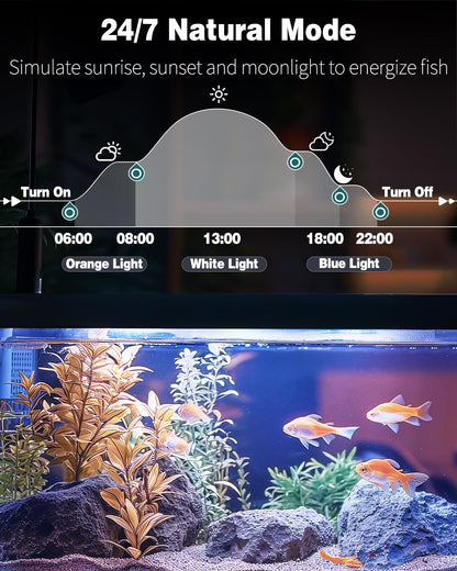 Pawfly 5 W Aquarium-LED-Leuchte 8 Zoll, 24/7-Aquarienbeleuchtung mit Vollspektrum, brillanten weißen, blauen, roten und grünen Lichtern, mehrfarbigen LEDs mit Tag/Nacht-Modus, Einzelfarbeffekten, Timer und einstellbarer Helligkeit