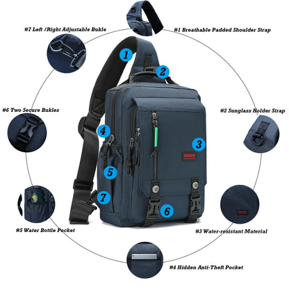 NICGID Sling Bags Chest Shoulder Backpacks, 14.1'' Laptop Backpack Crossbody Messenger Bag Travel Outdoor Men Women