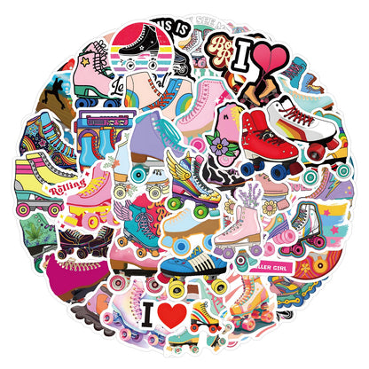 55 Aufkleber mit Rollschuhmotiven für Kinder – wasserfeste Vinyl-Aufkleber für Becher, Wasserflaschen, Laptops, Koffer, Computer, Handys, Gitarren, Skateboards, Handyhüllen und Fahrräder.