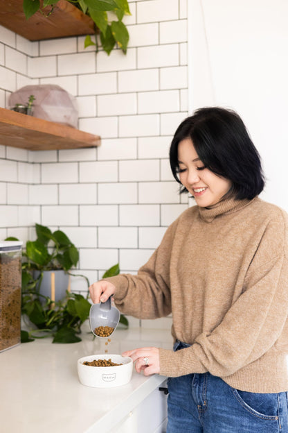 Pearhead Ceramic Bowl, Holds 2 Cups, Cute Whisker-Friendly Dish with Cat Face Design, Non-Slip, Microwave and Dishwasher Safe, Small/Medium
