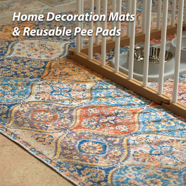 nunubaby Waschbare Hundetoilette, stilvoll, rutschfest und auslaufsicher. Ultra-saugfähige, wiederverwendbare Toilette für Boxen und Böden. (Creme/Mehrfarbig, 45,7 x 61 cm)