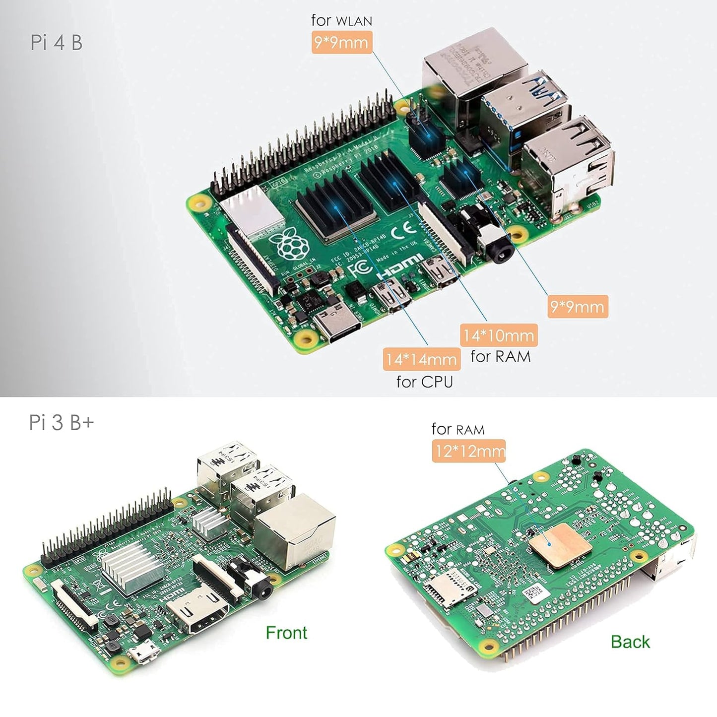 100 Kühlkörper (verschiedene Größen und Farben), Kühlkörper-Set mit 3M 8810 leitfähigem Klebeband, Aluminium-Kühlkörper, Kupfer-Kühlkörper, Kühler für Raspberry Pi 5/4/3/Zero VRM SSD 3D-Drucker 