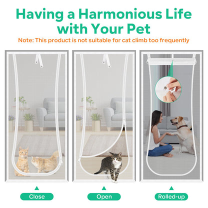 Verstärkte Katzenschutztür, 35,5 x 82 Zoll (ca. 90 x 208 cm), robuste, haustiersichere Tür mit beidseitigem Reißverschluss, verhindert, dass Hunde und Katzen aus dem Haus, Schlafzimmer, Wohnzimmer, Küche oder von der Terrasse entkommen. 