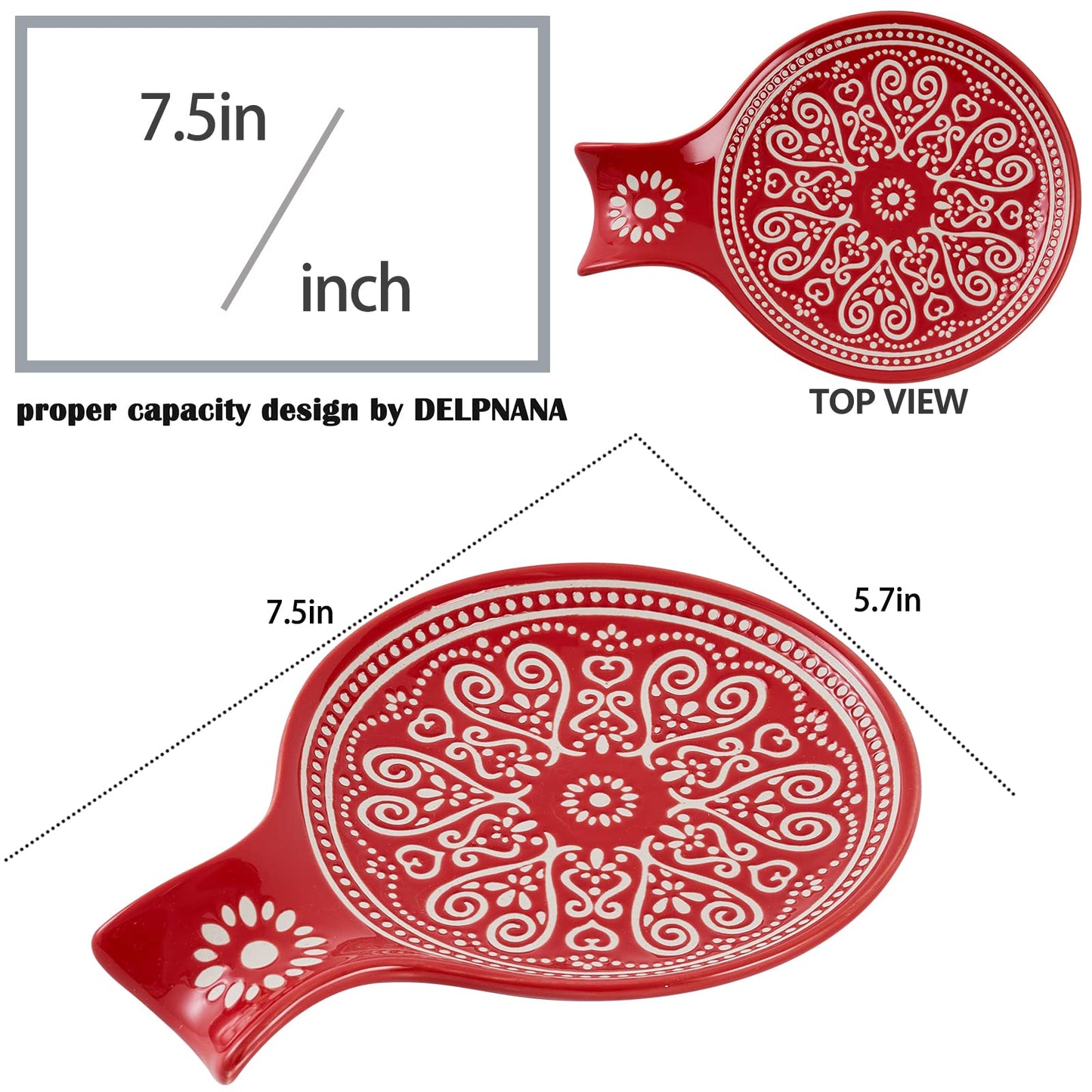 Löffelablage aus Keramik, Kochlöffelhalter für Küchenarbeitsplatte/Herd/Esstisch, modernes Landhausdekor, groß (blau) 