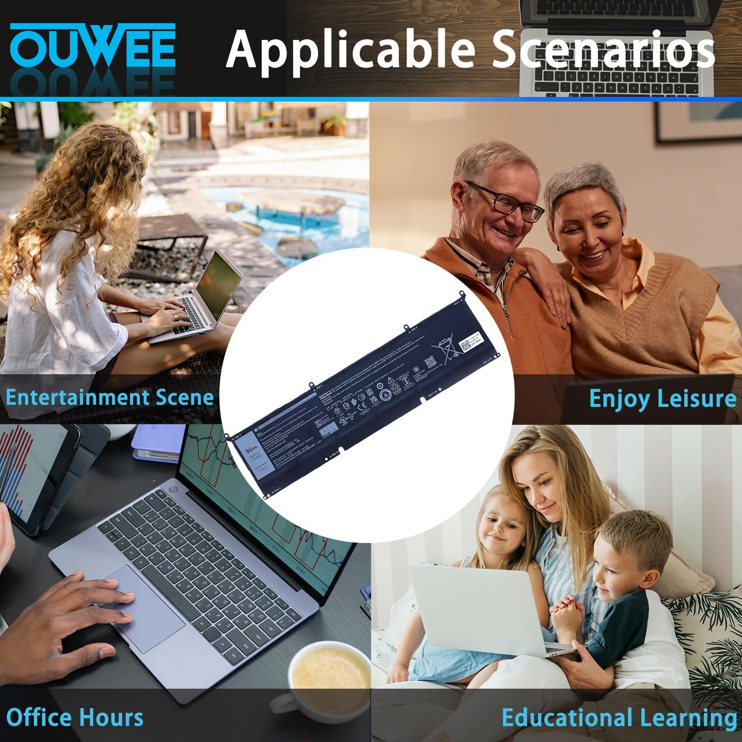 OUWEE 86Wh 69KF2 Ersatzakku für Dell G7 15 7500, G15 5510, 5511, 5515, 5520, 5521, XPS 15 9500, 9510, 9520, Precision 5550, 5560, 5570, Alienware M15 R3, R4, M17 R3, R4, Inspiron 7510, 7610, 7620, P87F, P91F
