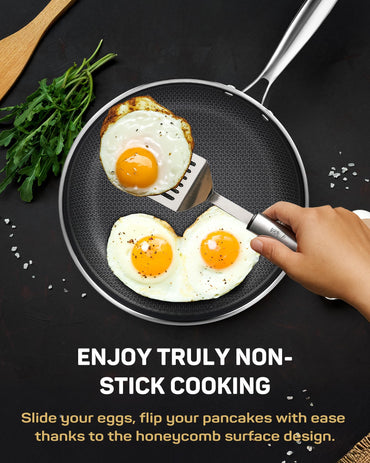 Antihaftbeschichtete Edelstahl-Bratpfanne, Hybrid-Keramik-Bratpfanne (20 cm), kühl bleibender Griff, frei von PFAS, PFOA und PTFE, spülmaschinen- und ofenfest, kratzfest, geeignet für Induktion und alle Herdarten
