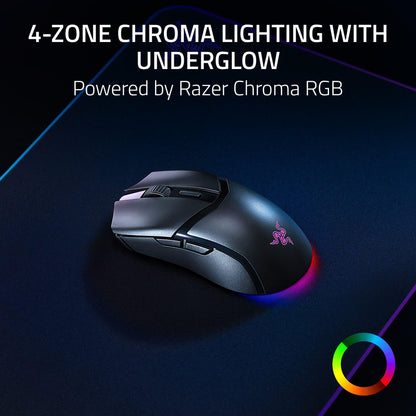 Razer Cobra HyperSpeed ​​Kabellose Gaming-Maus: 9 anpassbare Bedienelemente – RGB-Beleuchtung – Optisches Scrollrad – Optische Schalter – Gen-4-26K-Sensor – 2,4 GHz, Bluetooth &amp; USB-C – Bis zu 170 Stunden Akkulaufzeit