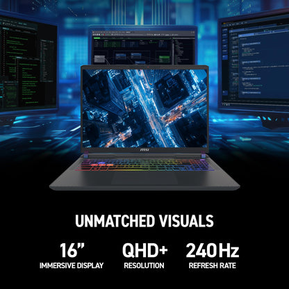 MSI Vector 16 HX AI 16" 240Hz QHD+ Gaming-Laptop: Intel Core Ultra 9-275HX, NVIDIA GeForce RTX 5070Ti, 16 GB DDR5, 1 TB NVMe SSD, Thunderbolt 5, Wi-Fi 7, Windows 11 Home: Cosmo Gray A2XWHG-211US