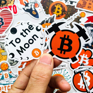 50-Piece Bitcoin Crypto Sticker Pack – Cryptocurrency Decal for Laptop, Water Bottle, Phone, Journal – Waterproof Vinyl, Aesthetic Space Miner, Gift for Traders & Investors