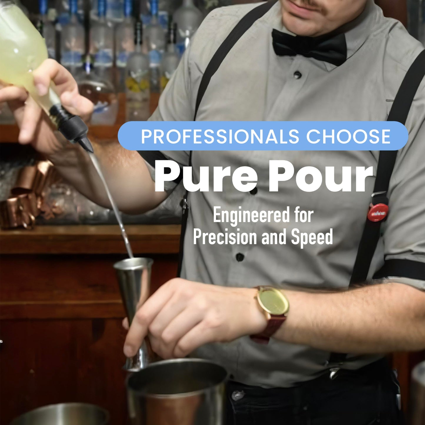 Pure Pour Ausgießer für Spirituosenflaschen – Auslaufsichere Ausgießer mit Staubkappen – Passend für die meisten Flaschen mit Alkohol, Sirup, Olivenöl und Essig – Spülmaschinenfest – 10er-Pack