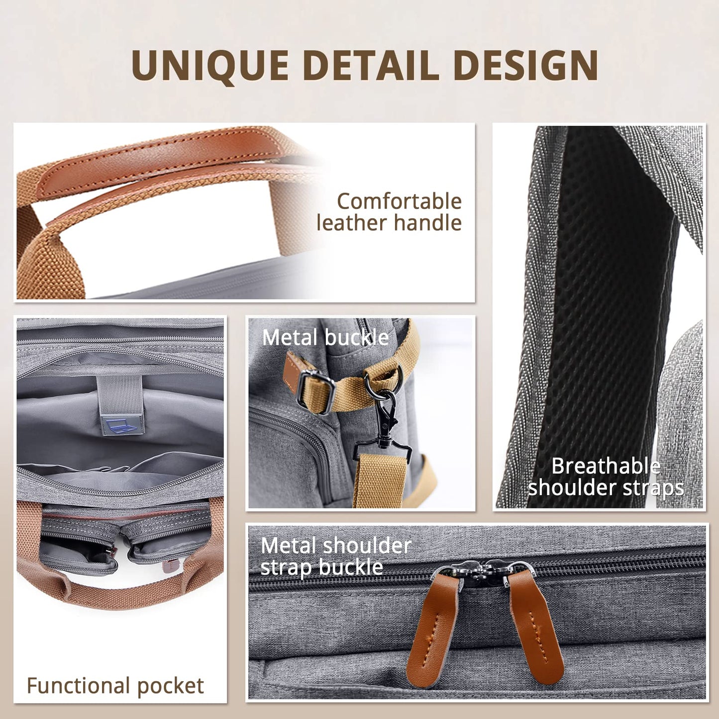 MOLNIA 3-in-1-Laptoptasche für Herren, 17,3-Zoll-Arbeitstasche für Herren, Laptop-Rucksack, Aktentasche, Umhängetasche, Computertasche für Laptops für Damen und Herren, Schwarz 