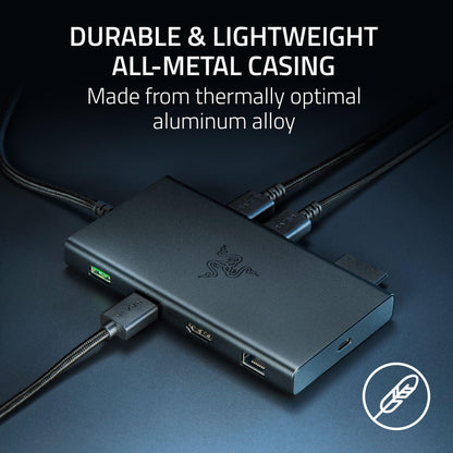 Razer USB-C Dock 11-Port Reise-Ladestation für Windows Mac Laptop, iPad, Surface, Chromebook und Galaxy Tab: USB-C, HDMI, Ethernet, microSD – 4K-Display mit 60 Hz – 85-W-Schnellladefunktion für Tablets und Mobilgeräte